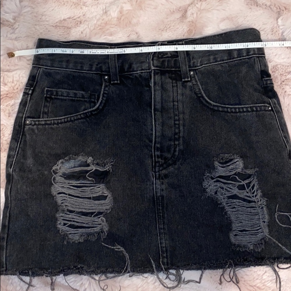 Black jean ripped skirt